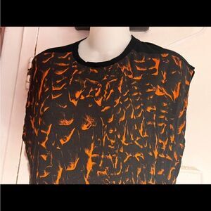 helmut lang fire red dress shirt top tee y2k blouse tee shirt dress style